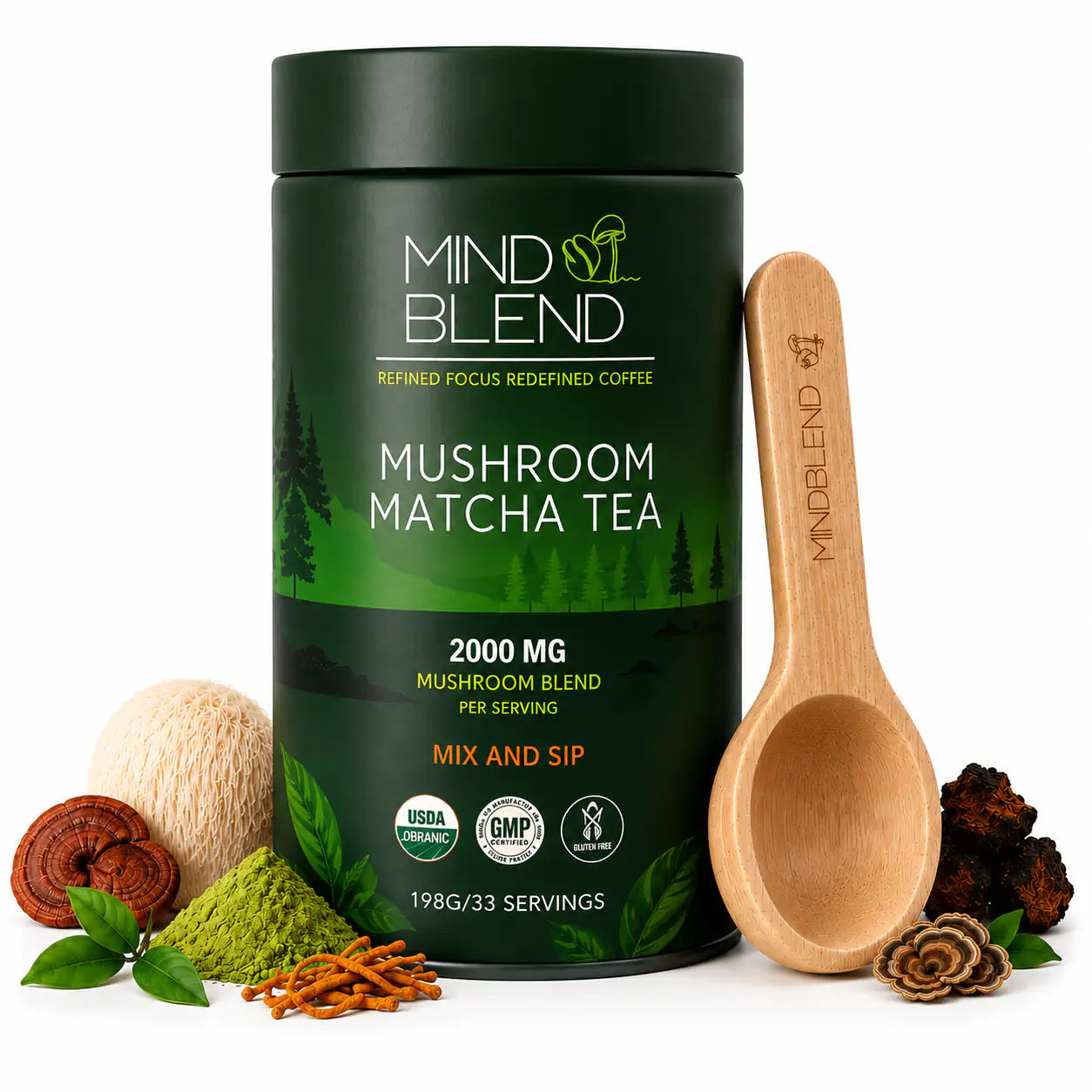 Mushroom Matcha Tea 33 Servings