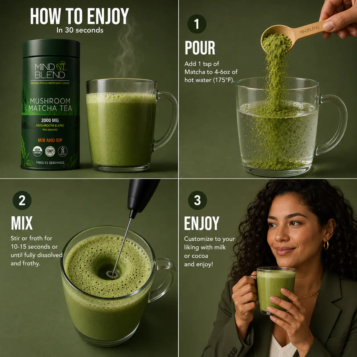Mushroom Matcha Tea 33 Servings
